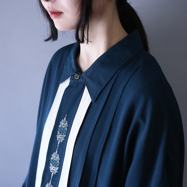 "刺繍" XXXX super over silhouette pleats design special shirt