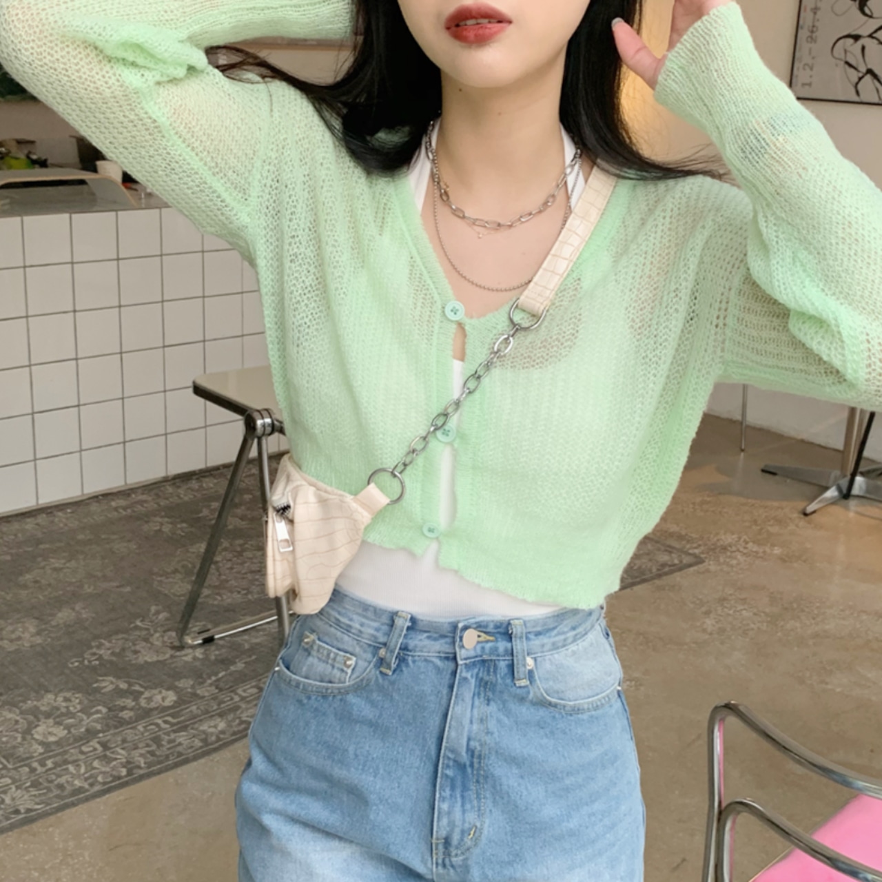 ショートオープンカーディガン SR315