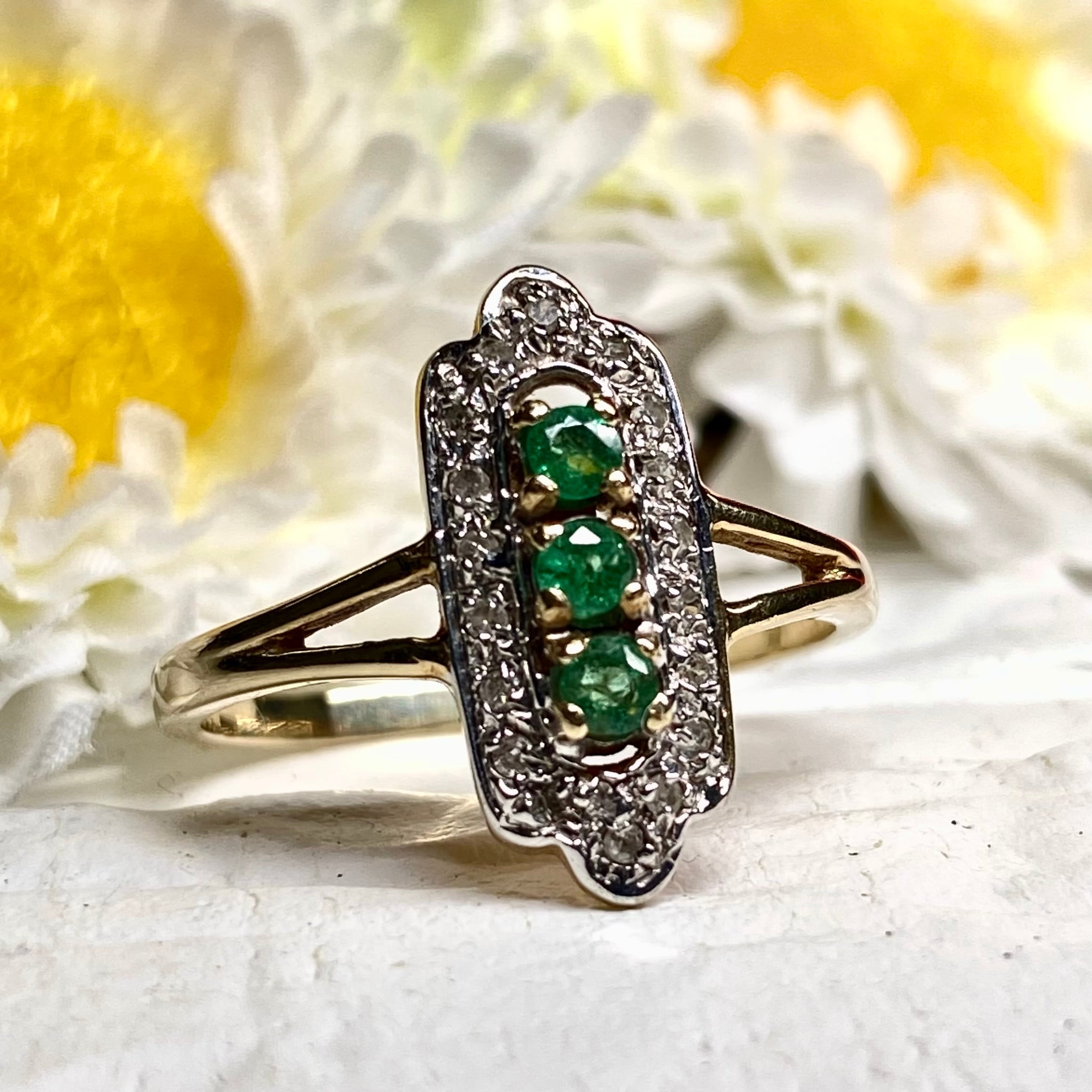 SALE!クーポン併用可♪イギリス アールデコリング エメラルド ダイヤモンド?