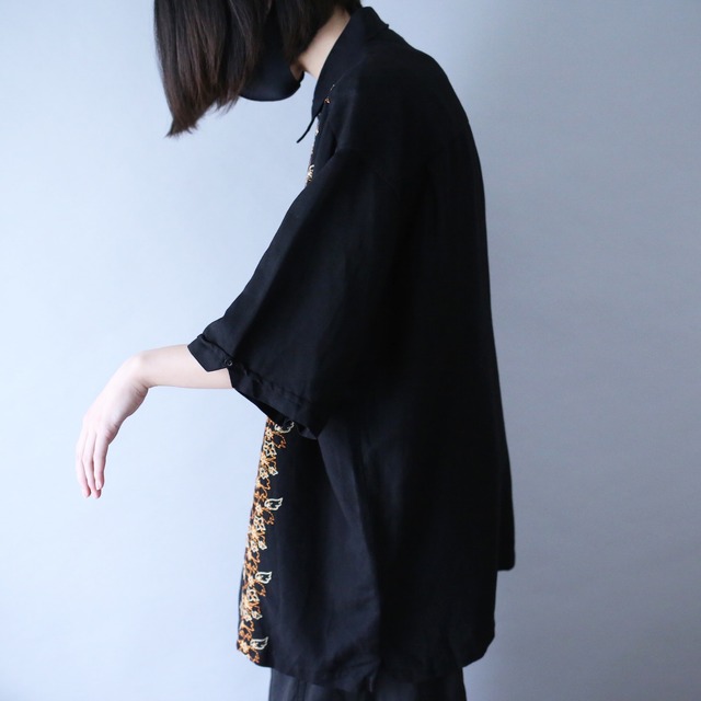 "刺繍" flower and reef motif design loose silhouette h/s shirt