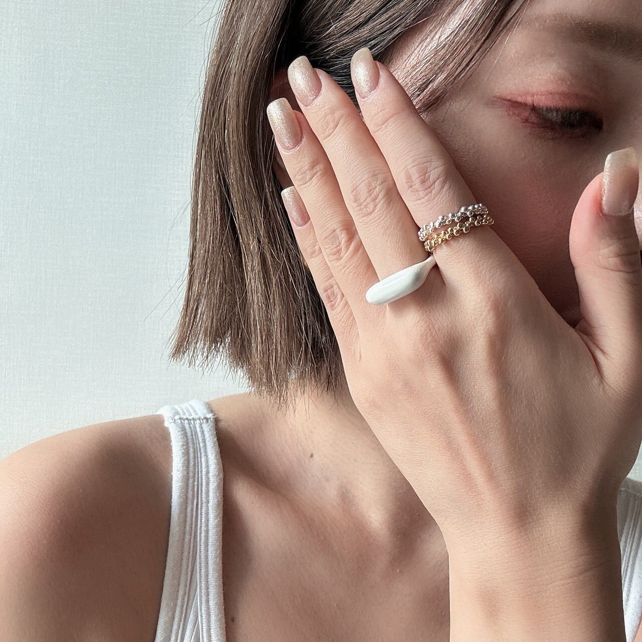 ホワイトエナメルリング | eclacoco