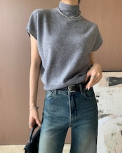 Plain highneck shortsleeve Sweater T20097