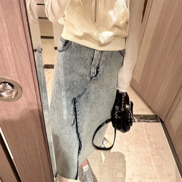 long slit denim skirt　10489