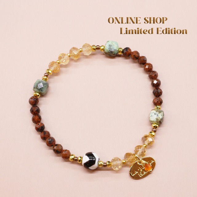 【Like a Honey Candy】シトリン×カイヤナイト×カオリン×バロックパール ブレスレット