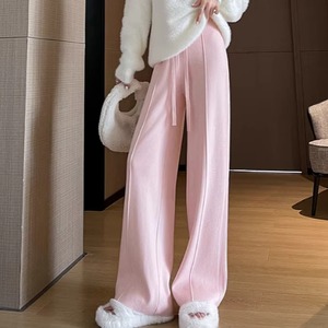 4色／デザインリブニットワイドパンツ ・13925