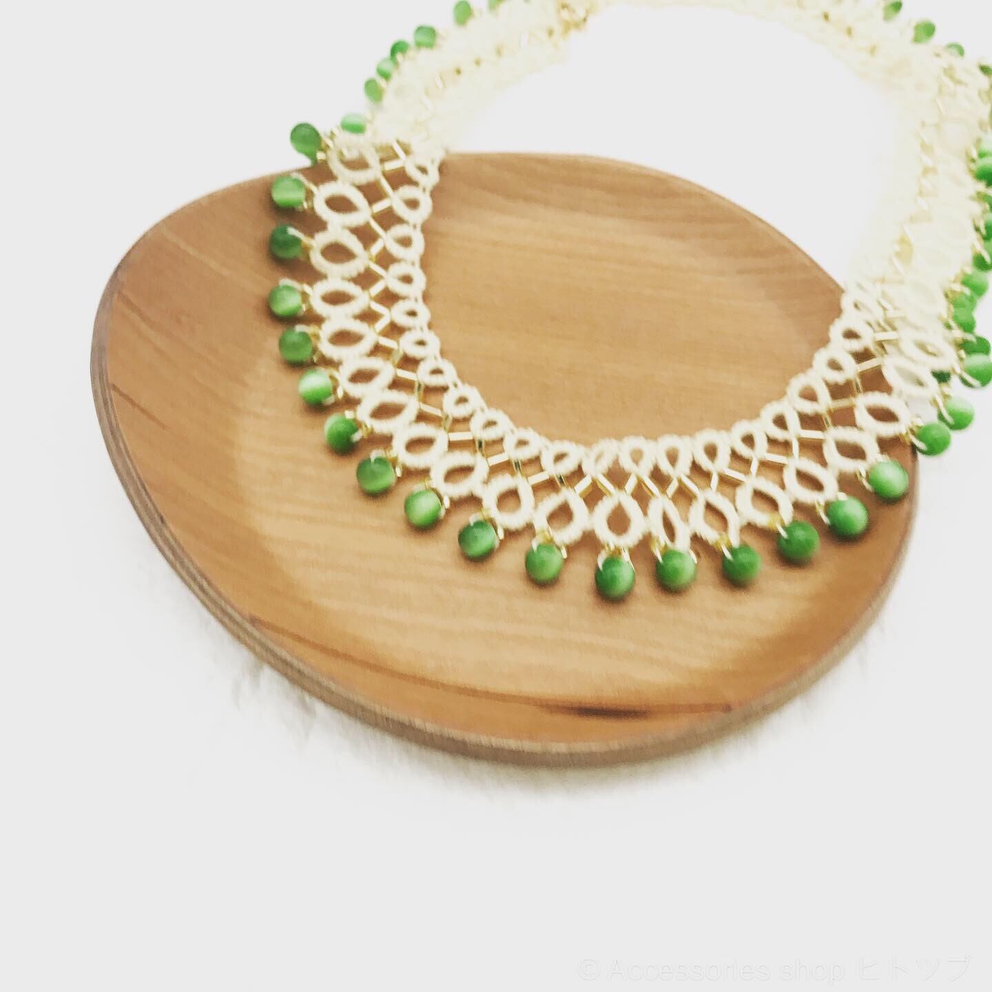 0170：グリーン クラシカルな付け襟風ネックレス | Accessories shop