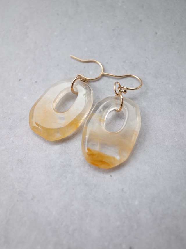 Bicolour Quartz  - Graphical Hook Earrings  -