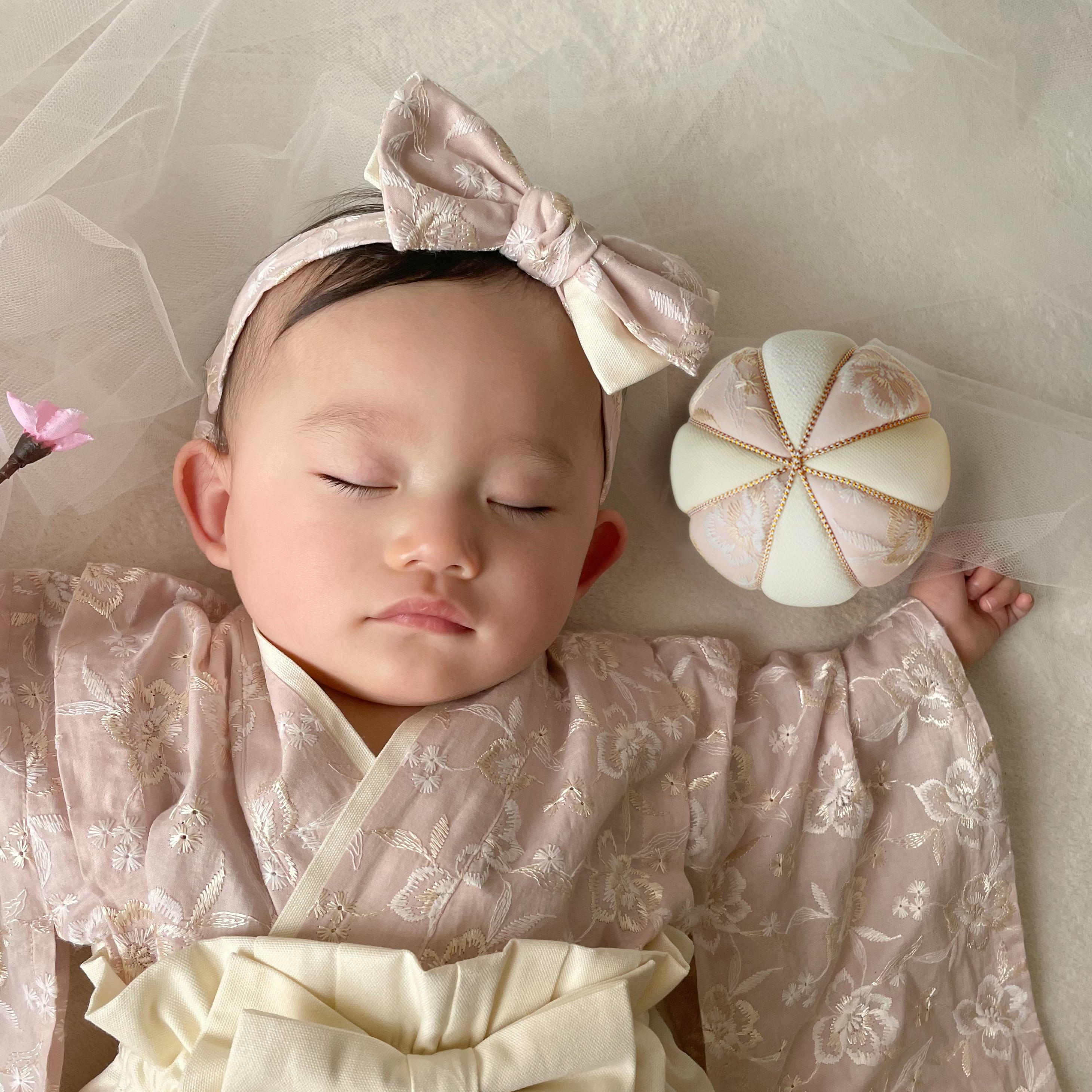 ベビー袴 花柄刺繍ピンク× アイボリー 70/80 | KANA KANA baby&kids