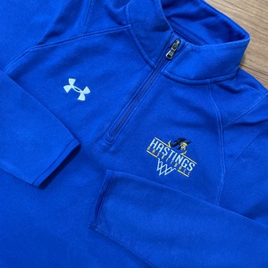 【UNDER ARMOUR】ハーフジップ スウェット 高校 バスケットボール 刺繍ロゴ SM アンダーアーマー ラグラン  US古着