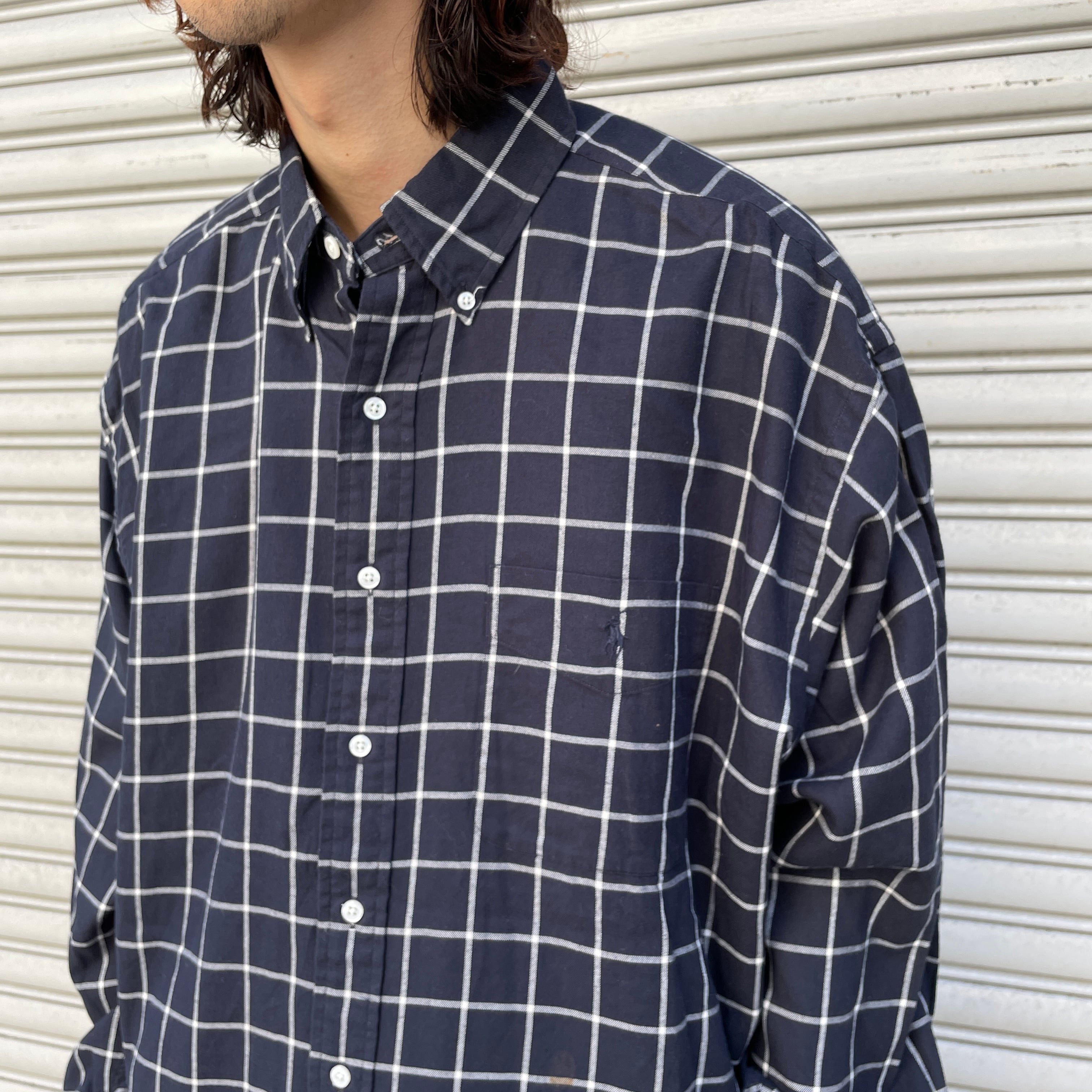 安い ラルフローレン 90s BIG shirt ボタンダウンシャツ チェック XL