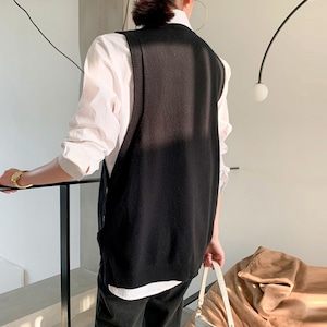 ニット ベスト レディース 韓国 春秋冬 トップス レイヤード 重ね着 おしゃれ 大人 きれいめ かわいい ゆったり 体型カバー シンプル 大人可愛い 大人女子