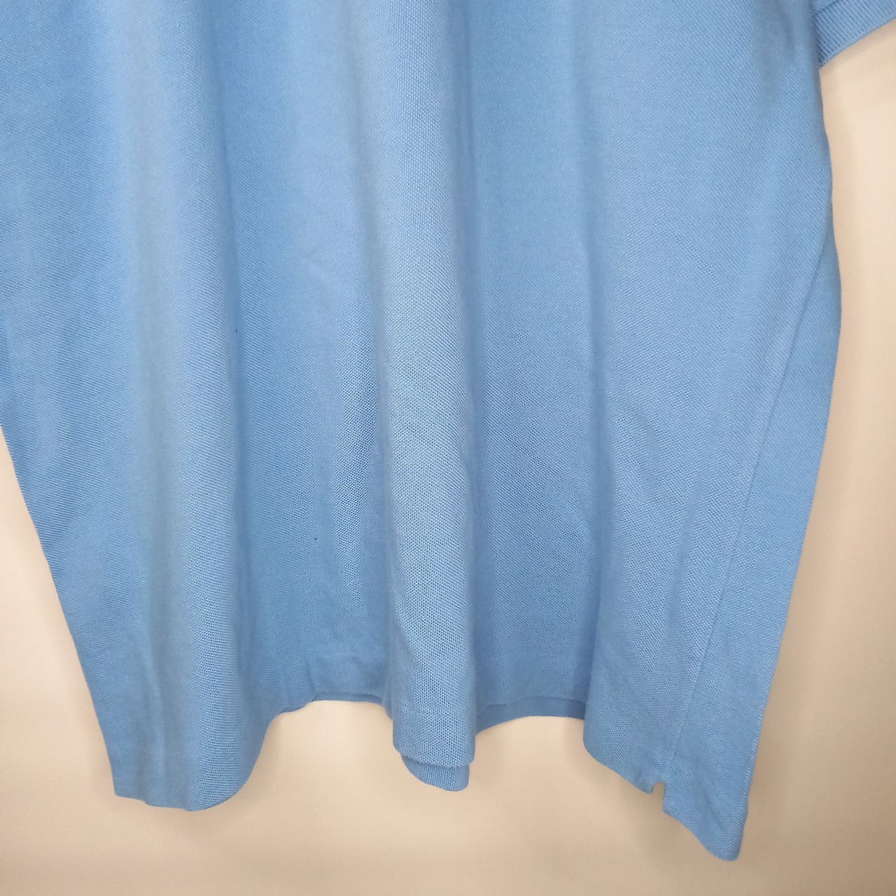 ラコステ　ポロシャツ　刺繍ロゴ　シェルボタン　ユーロ古着　水色　6サイズ