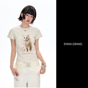 猫に真珠Tシャツ  E00671
