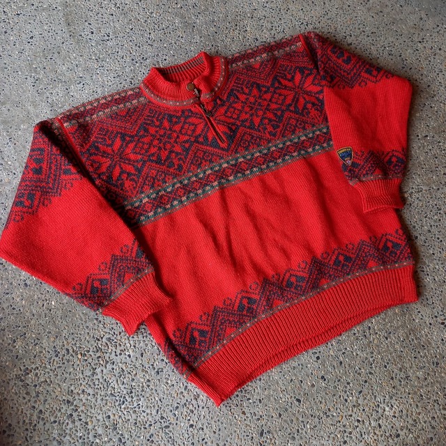 90's ノルウェー製 DALE of NORWAY ハーフジップ ノルディックセーター World Ski Championship used [111063]