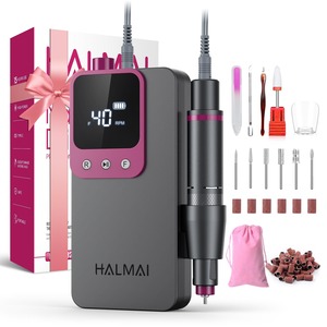 【人気】HALMAI HMC320 プロフェッショナル電動ネイルドリル 携帯式ネイルファイル アクリルジェルネイル用 コードレス充電式 超強力ネイルドリルキット 40000RPM サロン級EFileマシン (黒灰色)