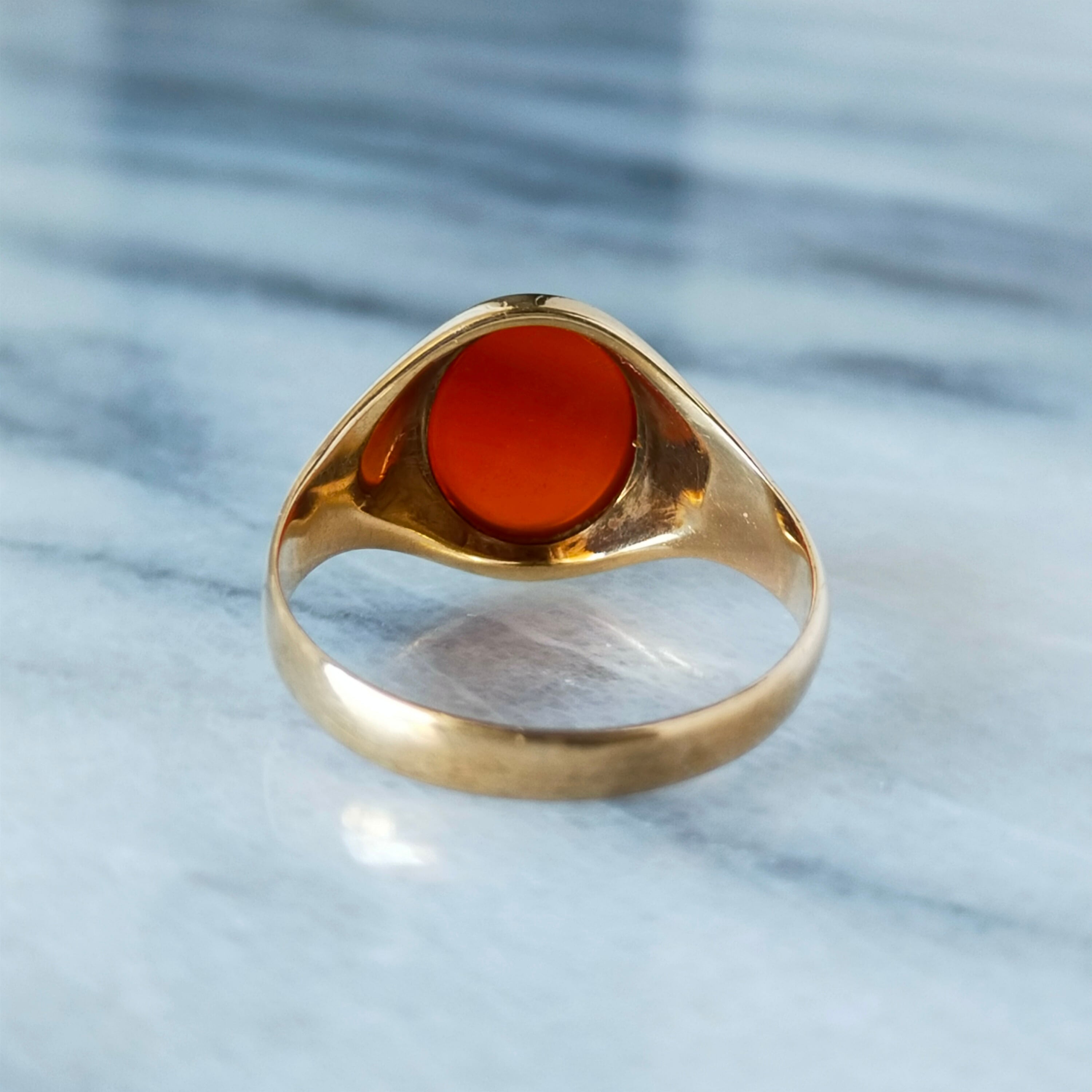 英国 1967年 ヴィンテージ 9kゴールド カーネリアン シグネットリング  