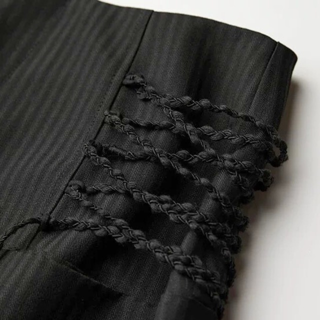 Braided detail wide pants C1377