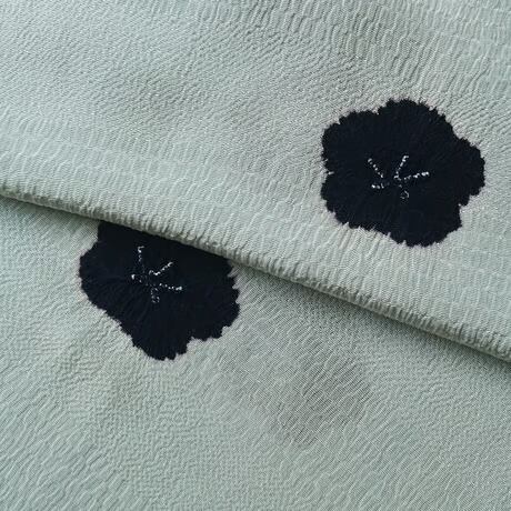 【衿秀・帯揚げ】灰水色×濃紫紺色 二段地紋 梅花飛び絞り 帯揚げ250912⑱