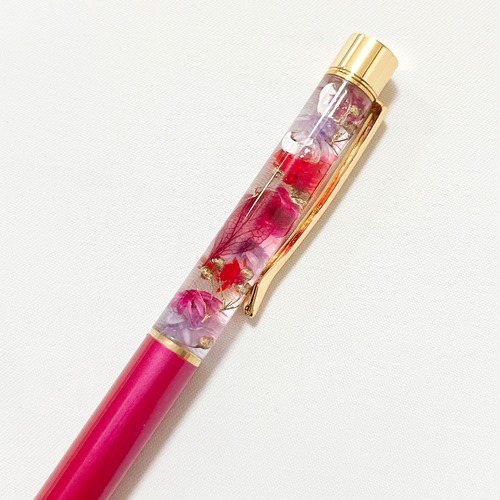 【替え芯付き】ハーバリウムペン  ハーバリウムボールペン  ピンク　紫　大人可愛い