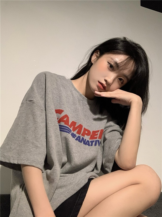 プリントグレーTシャツ サマールーズ 夏物 1号婦人31260371041