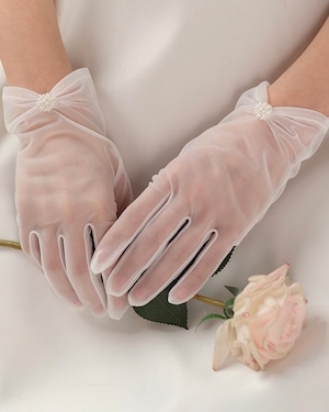 シアーパールショートウェディンググローブ【GL2511-01】