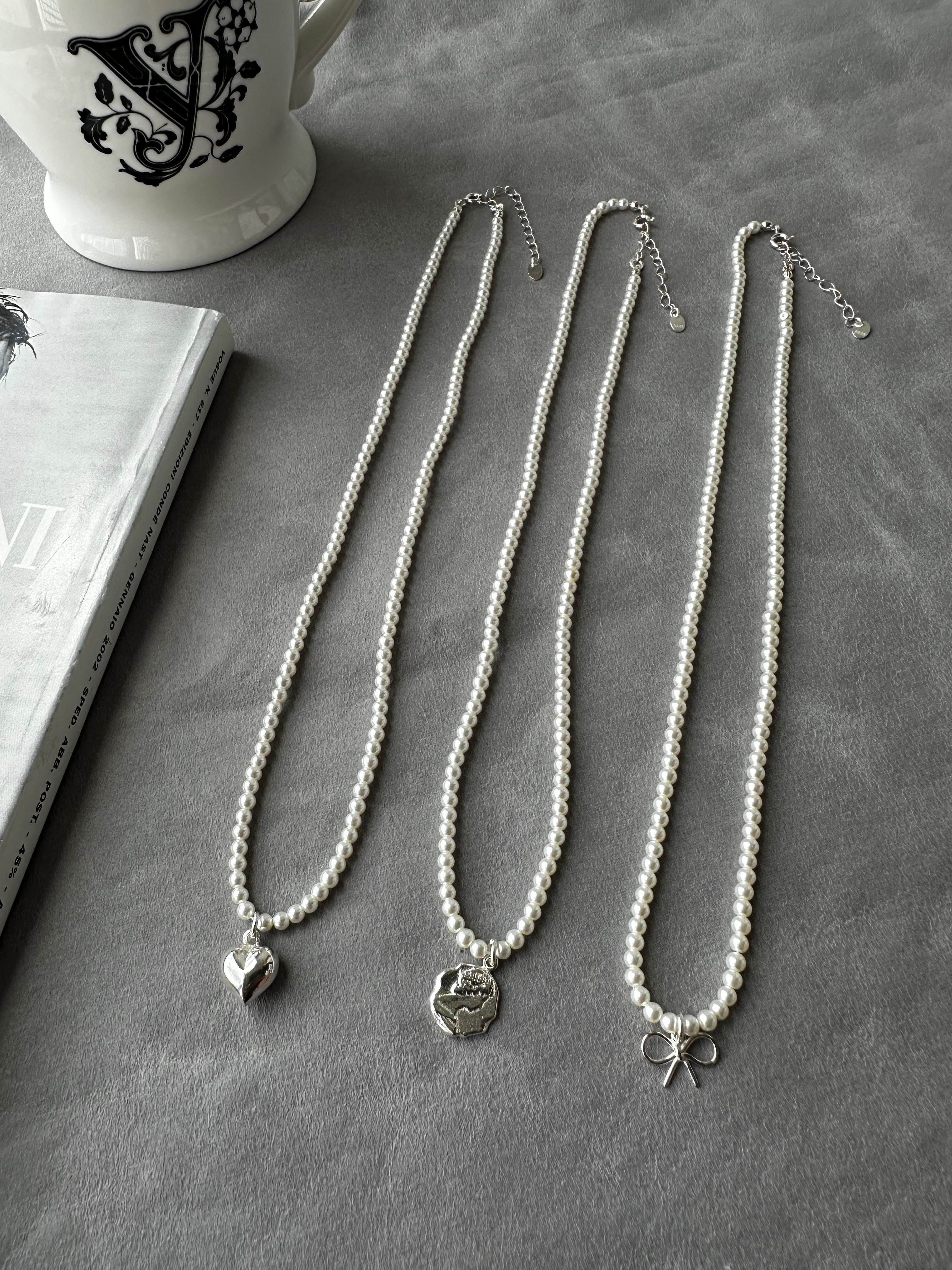 Pearl pendant Necklace - Silver ◇ NS25012