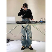 VIBE ストリート ボロボロジーンズ パンツ P109