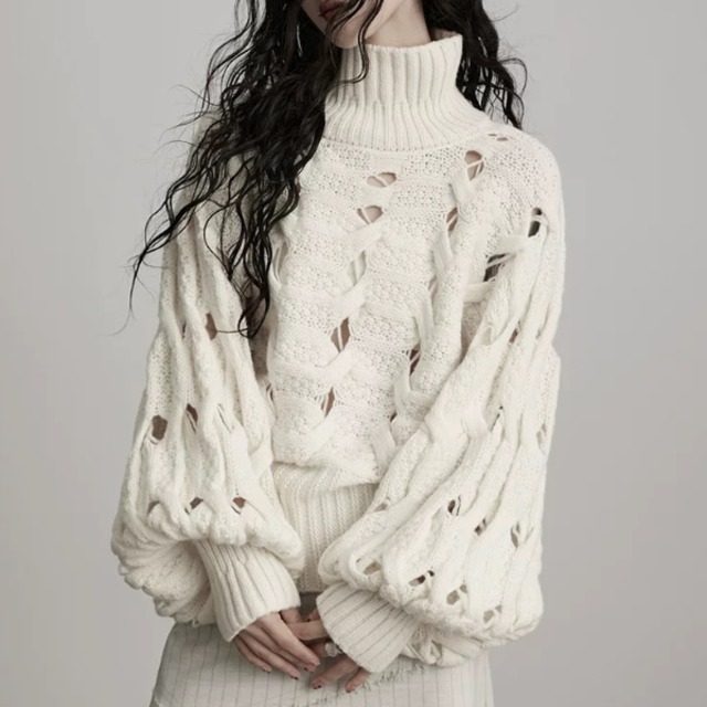 ケーブルメッシュ ニットプルオーバー 238894