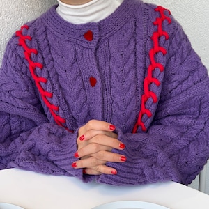 ハートボタンビッグシルエットニットカーディガン_LN01612