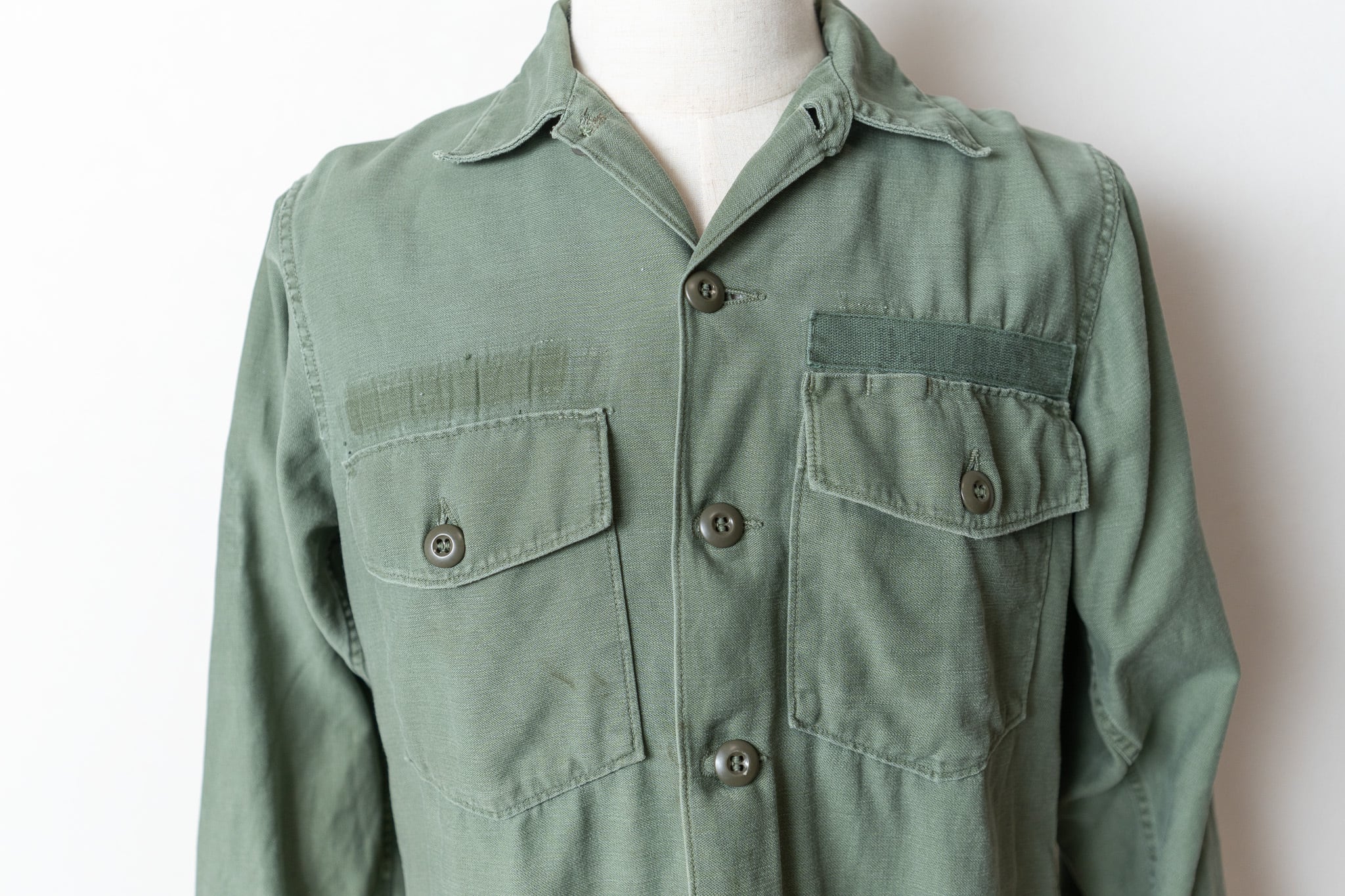 15 1/2✕33】U.S.Army 70's OG-107 Utility Shirt Cotton100％ 