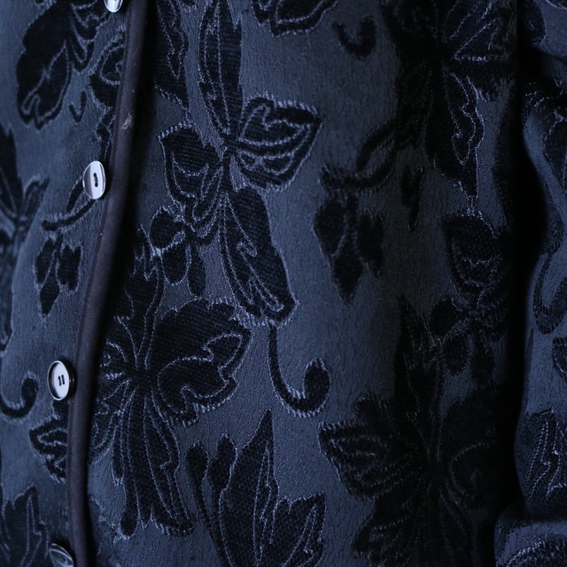 "reversible" flower pattern box silhouette chenille weaving jacket