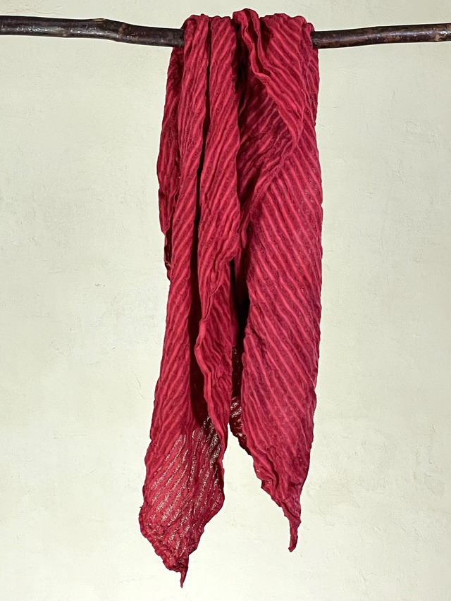 絹あきは（空羽）織り布（ストール) ～赤～　Silk akiha weaving cloth (scarf) ～red～