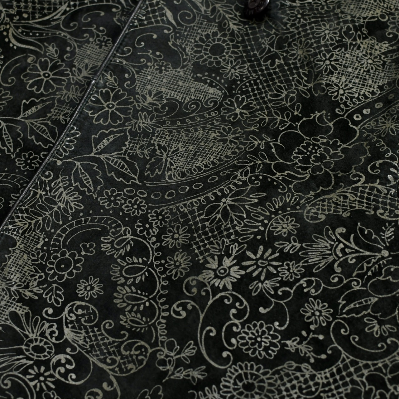 flower pattern leather half coat