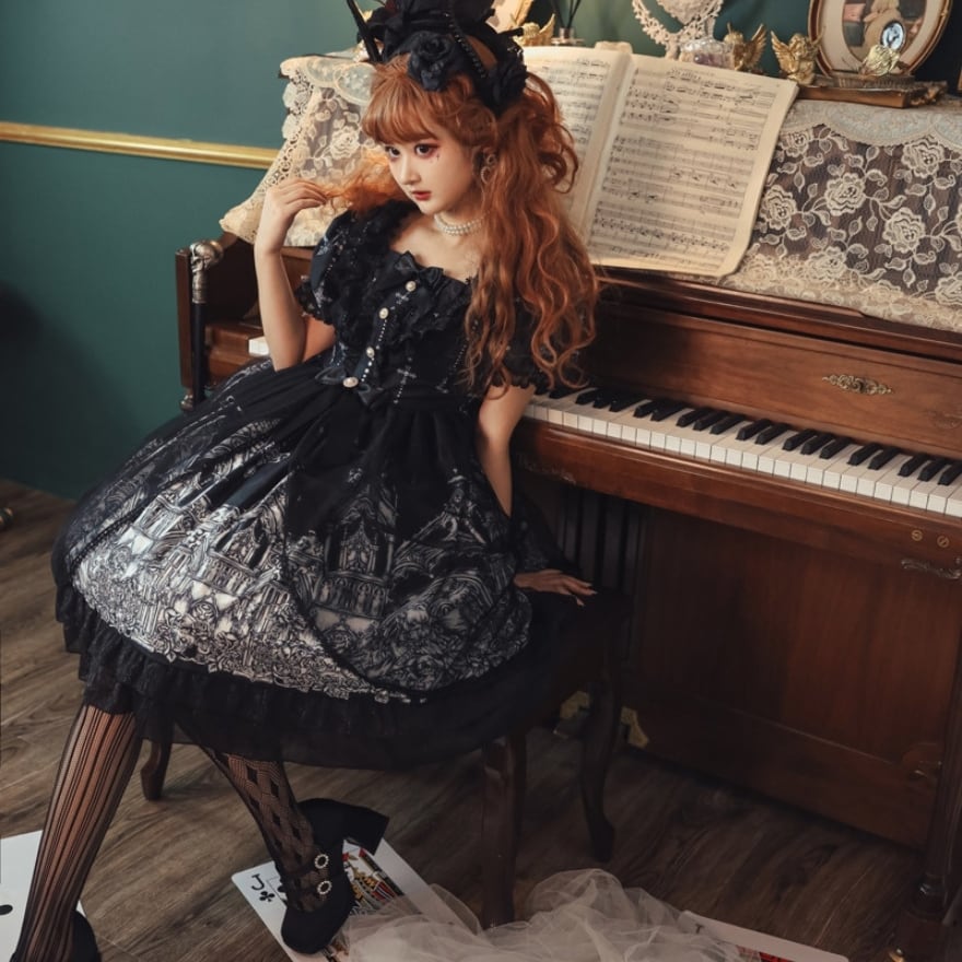 ゴスロリ ワンピース 双子コーデ ダークファッション ホワイトロリータ