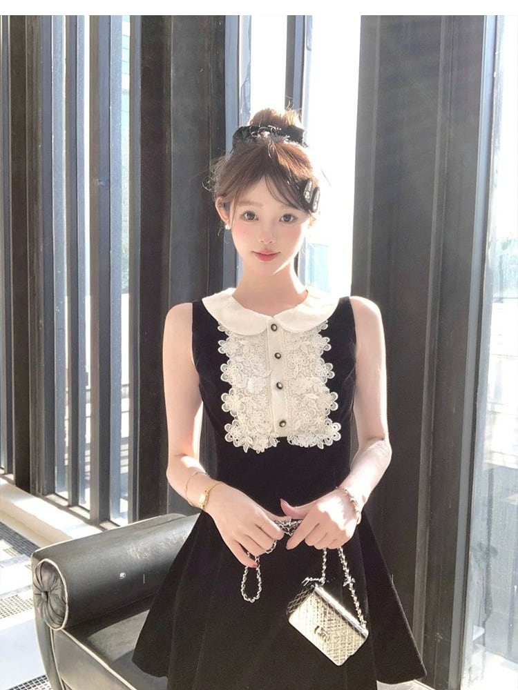 Myurina ノースリーブフリルワンピース ミニワンピース Aライン