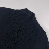 カシミヤ100% Leilian レリアン フローラール ビーズ レース デザイン ニット セーター 9/ブラック 黒 レディース