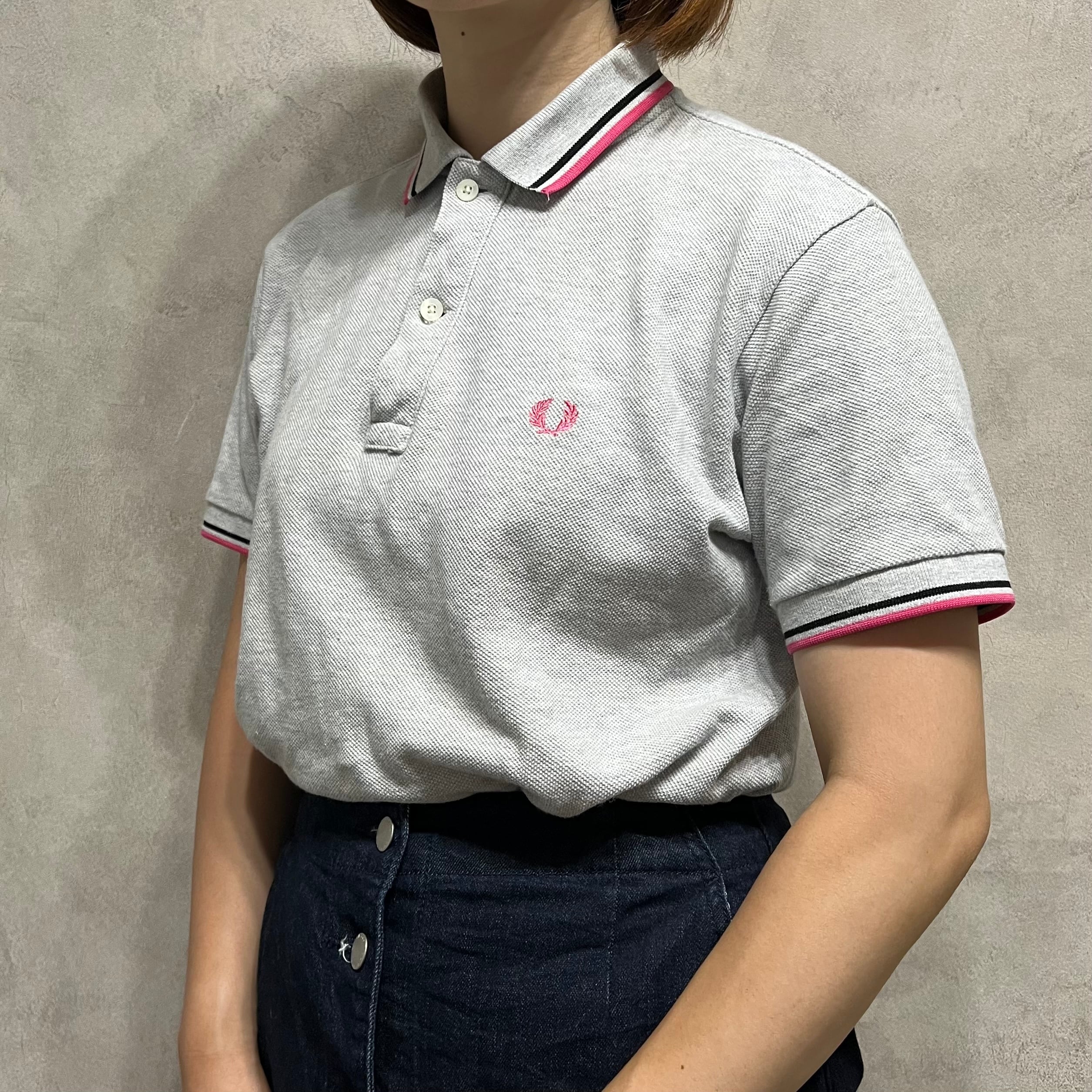 FRED PERRY コットン半袖ポロシャツ グレー フレッドペリー The Fred