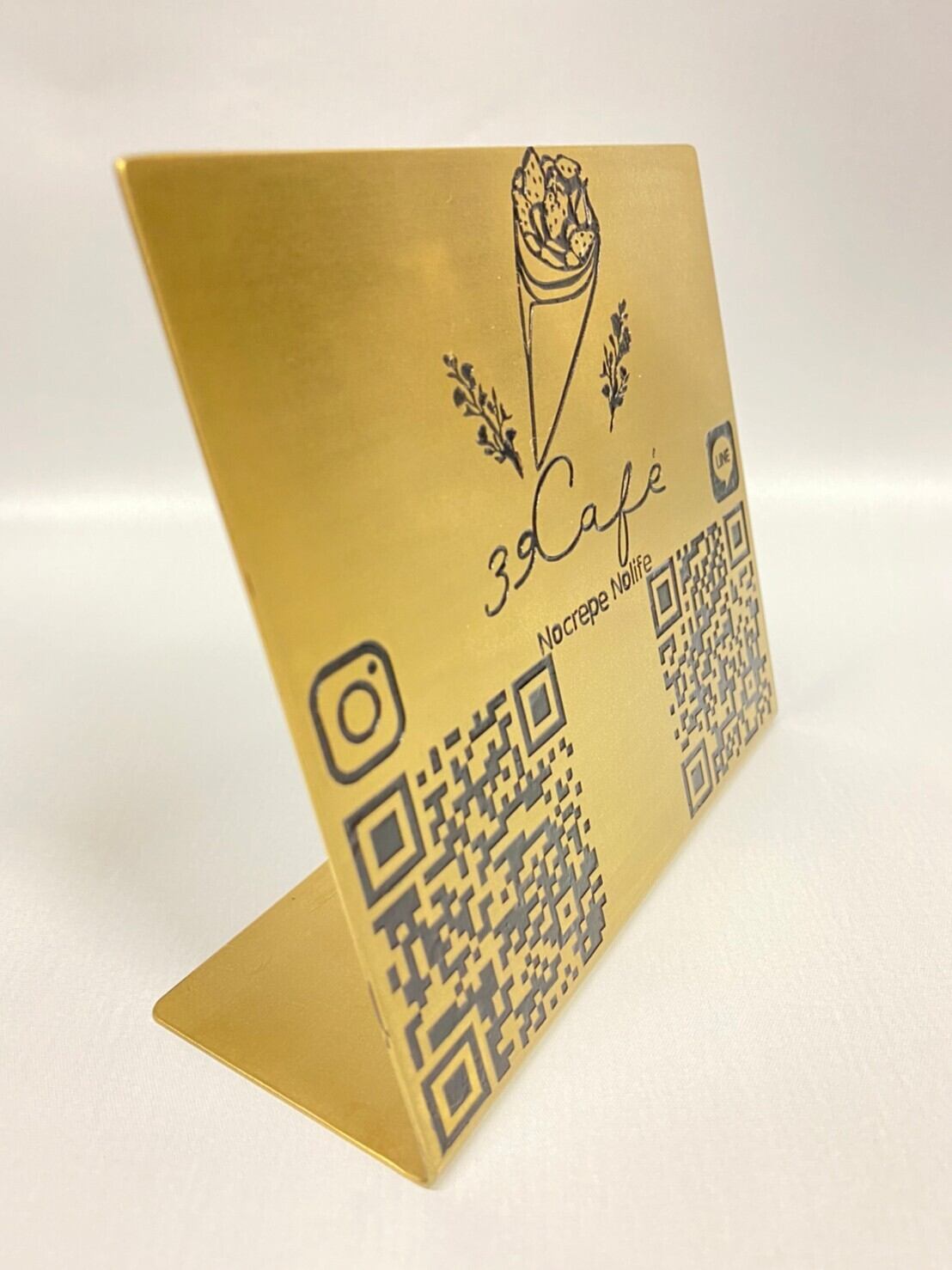 受注生産】真鍮製QRコードディスプレイスタンド（QRコード2つ