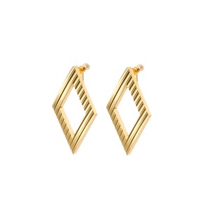 Wave Pattern Aluminium Clip-on Earrings - Rhombus