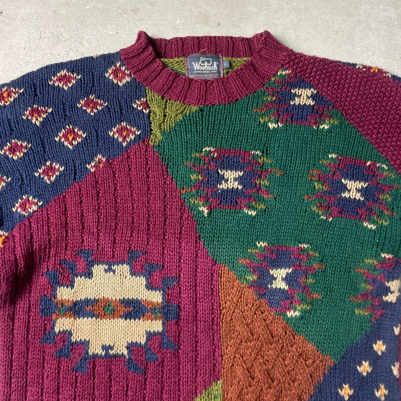 90年代 Woolrich ウールリッチ コットンニットセーター クレイジー 