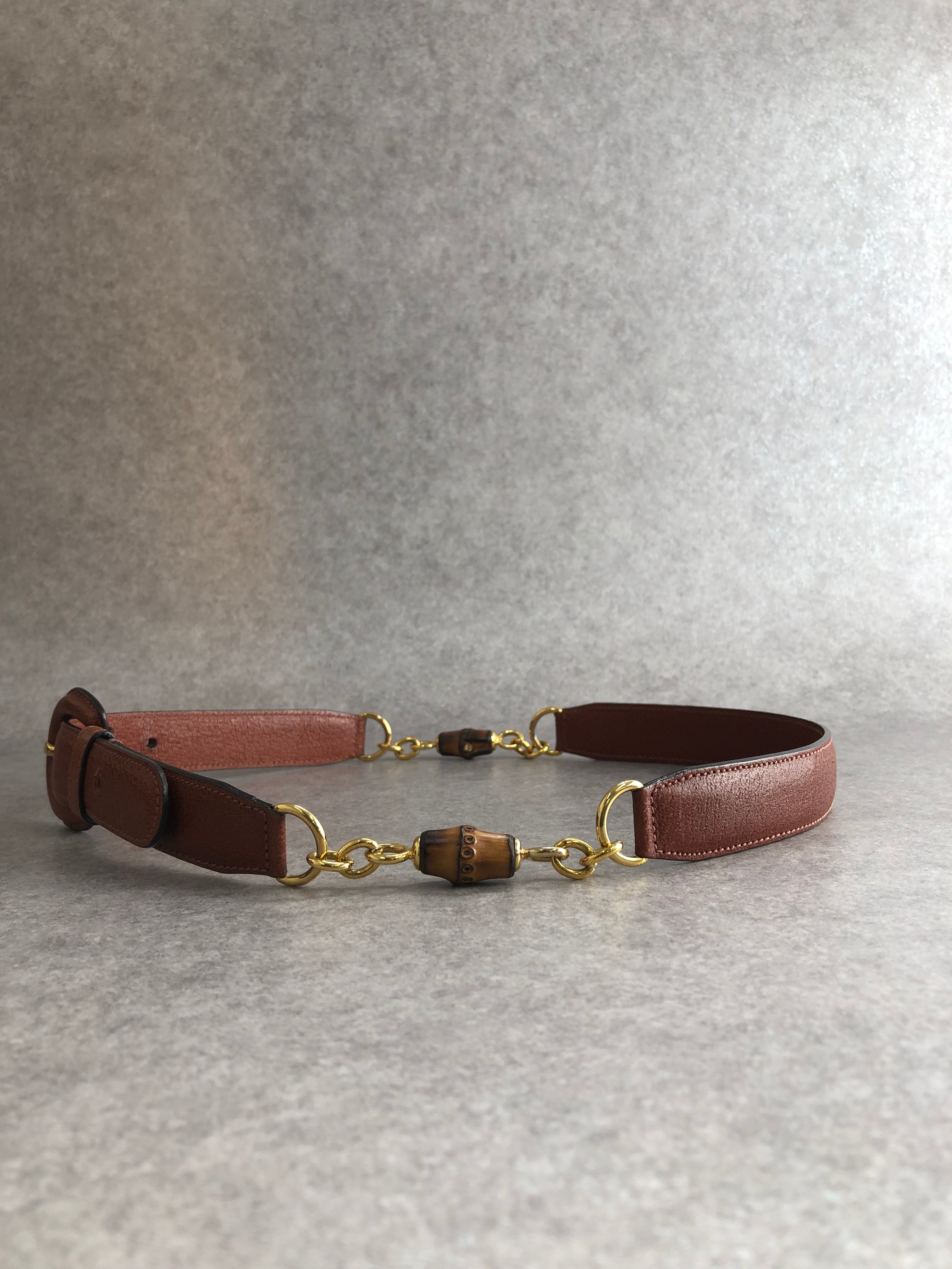 GUCCI グッチ ベルト ブラウン バンブー レザー vintage ヴィンテージ