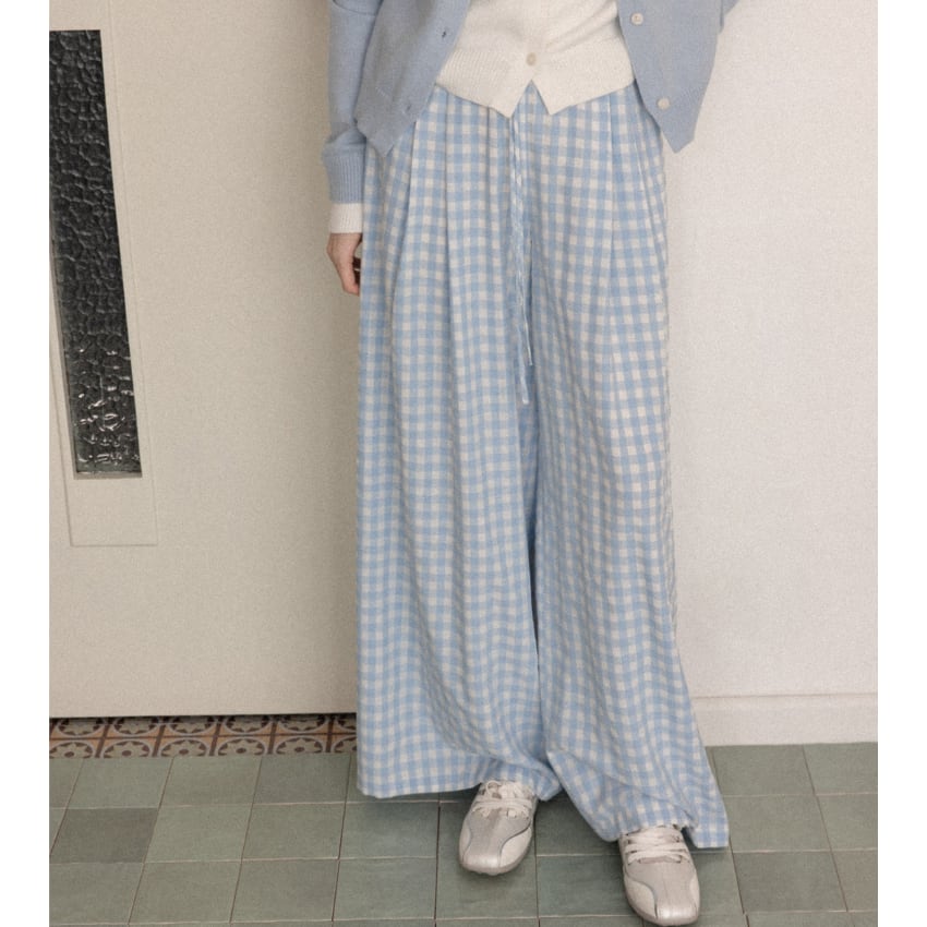 gingham wide-leg pants　J00503