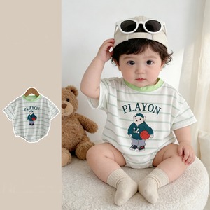 【BABY】夏新作　クマボーダーロンパース