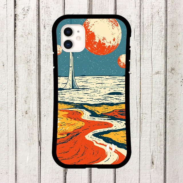 受注生産 iPhoneケース 赤い惑星と海の宇宙風景｜レトロ宇宙 RFSP032C