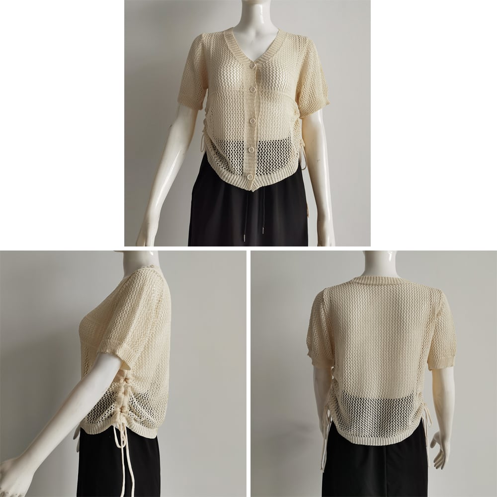 メッシュ ニット カーディガン レディース 春夏秋 韓国 透かし編み きれいめ 大人 かわいい トップス 羽織り おしゃれ 重ね着 Vネック ゆったり 肌見せ 大人可愛い 大人女子
