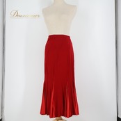 社交ダンス 衣装 スカート レッド系 チャコット Chacott 赤 レッスン 伸縮 ストレッチ 上品 華やか 練習 無地 シンプル 光沢 鮮やか ダンス衣装 柔らかい生地