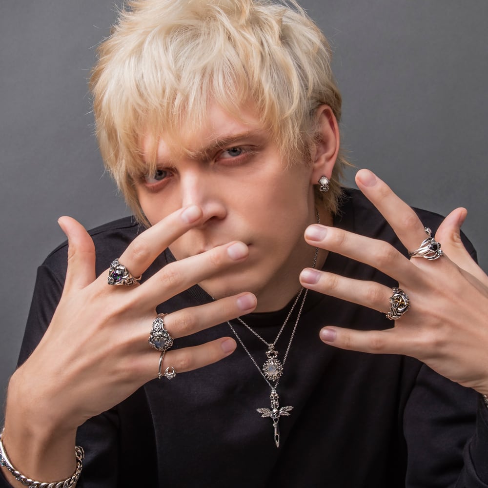 未使用 ローズローズ クレイジードット ペンダントトップ 青系 未使用