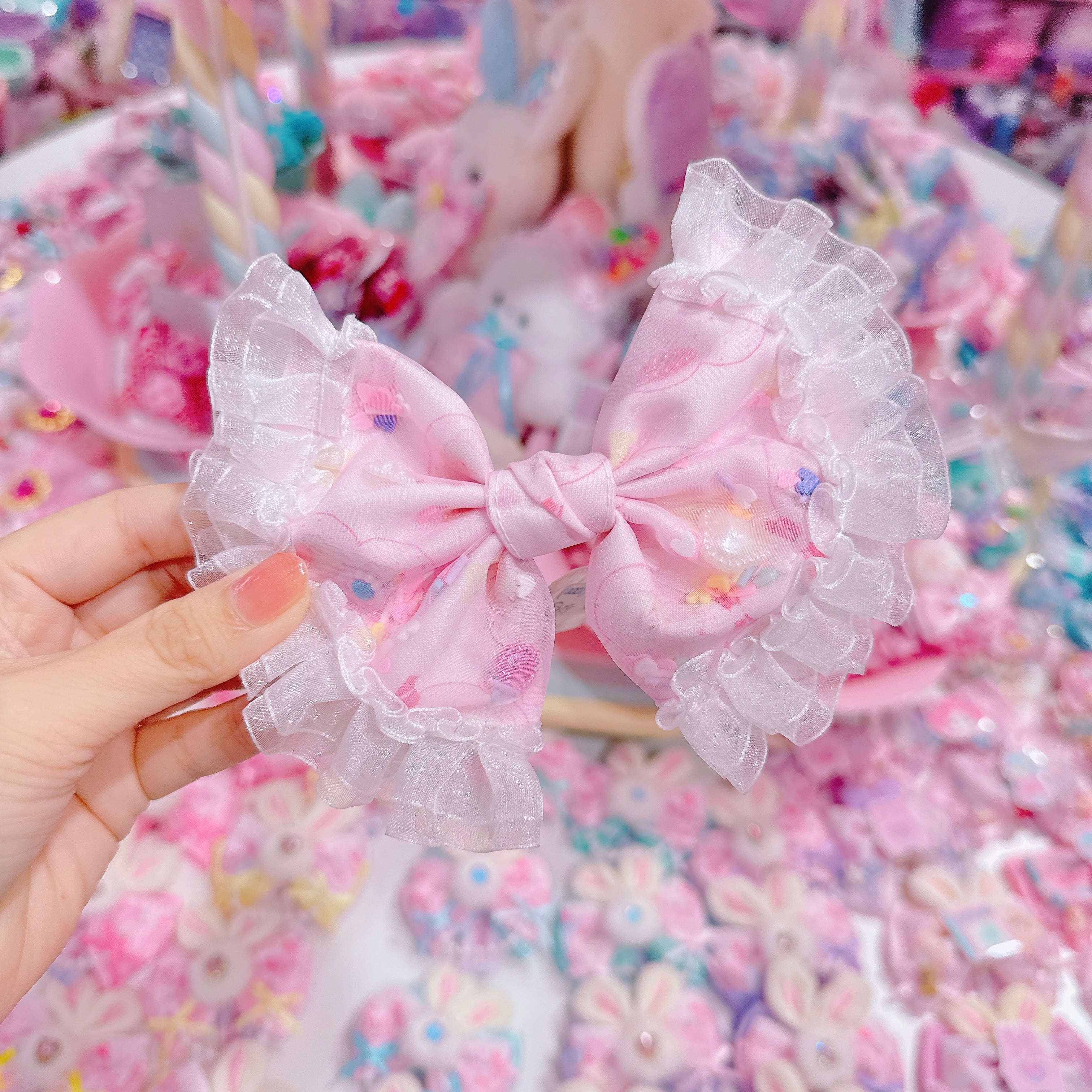 【R36】62-37フリルリボンヘアゴム