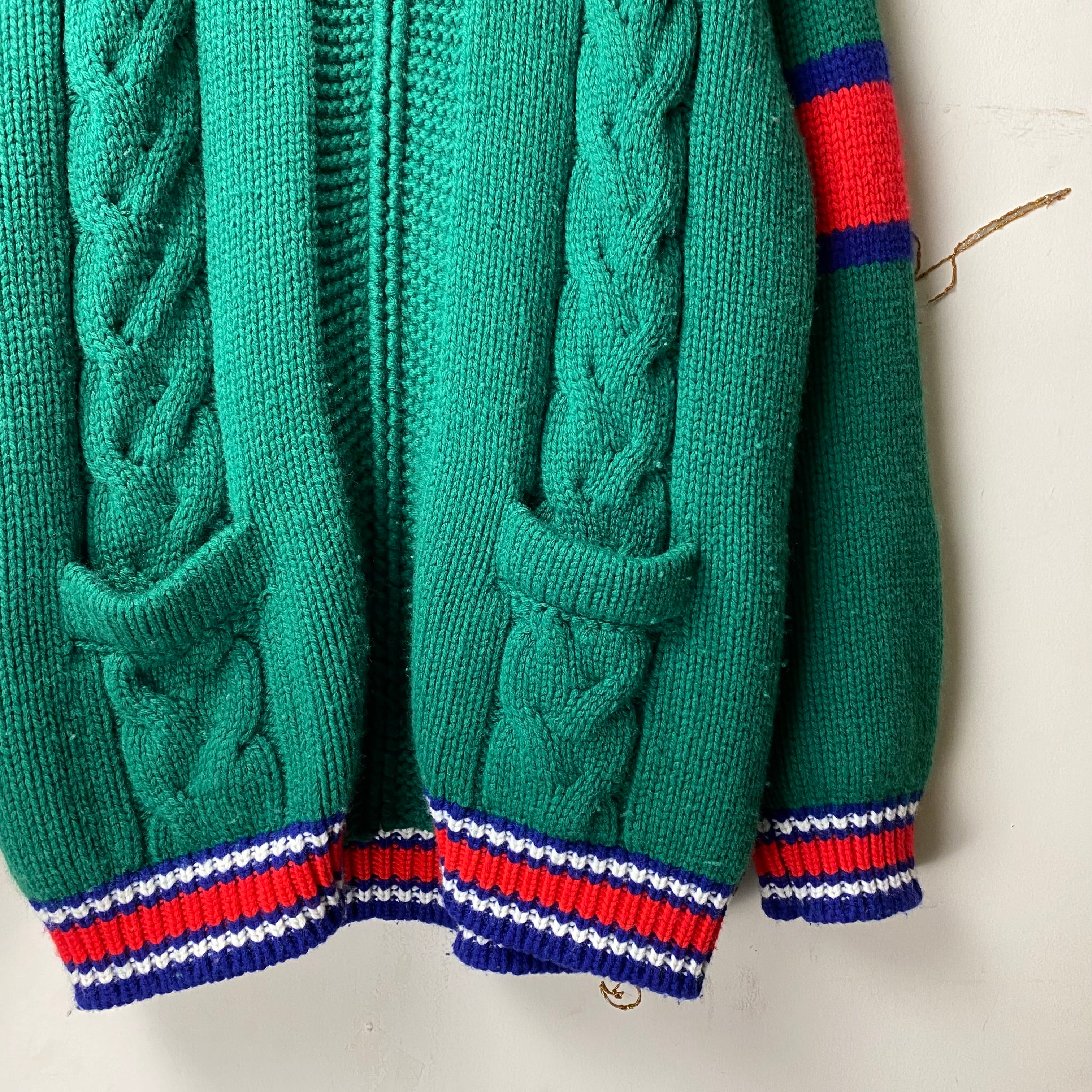GUCCI shawl collar green cable knit jacket “ABCDEFGUCCI” | NOIR ONLINE
