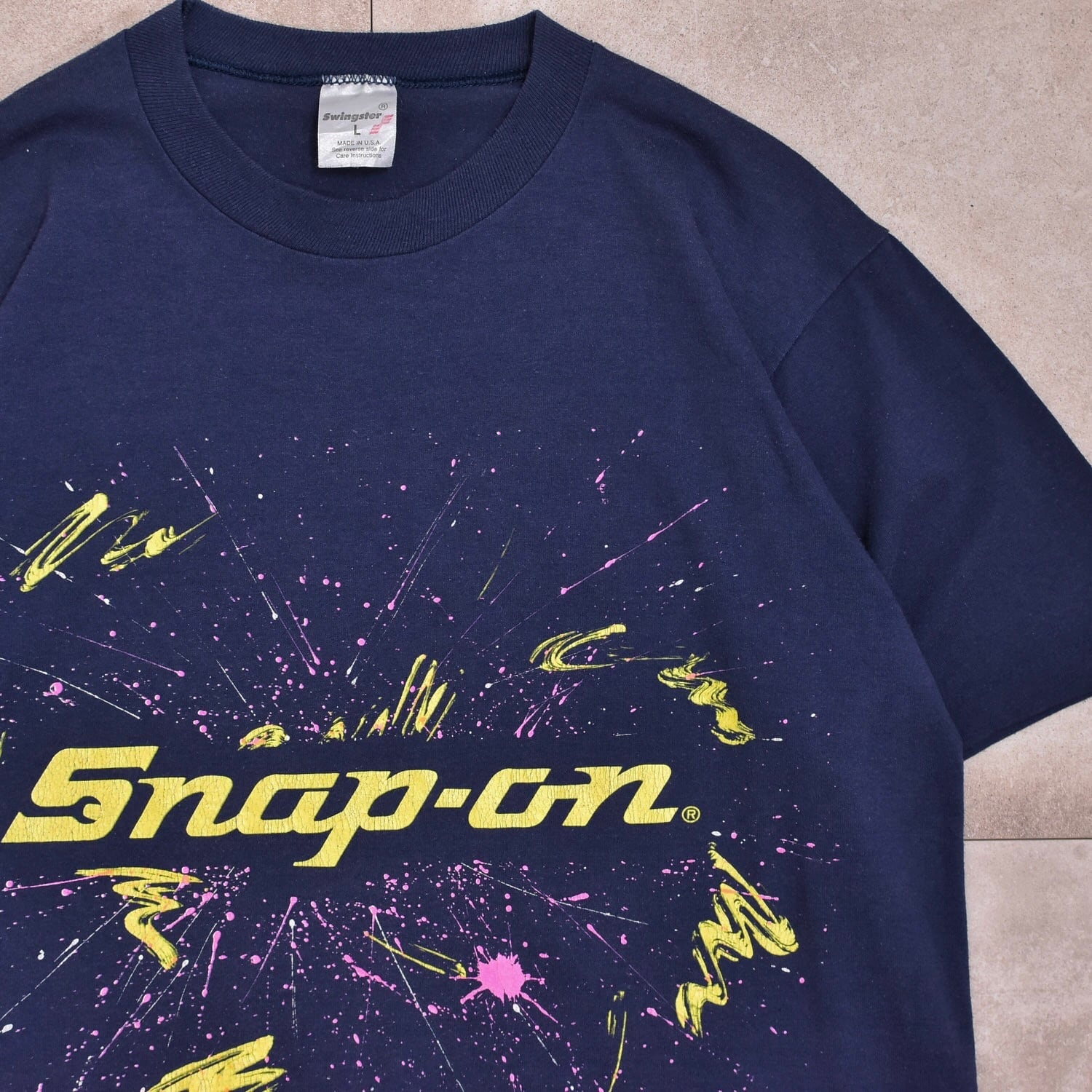 カラーブラック90s スナップオン　tシャツ